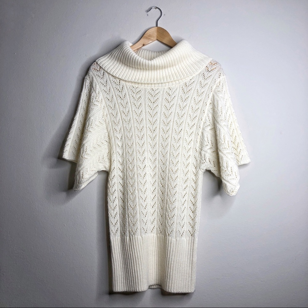 THEORY Open Knit Cowl Neck Cream Sweater
